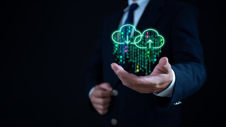 Cloud computing concept, connect communication equipment  information and technology with cloud computing and technology icon.の写真素材