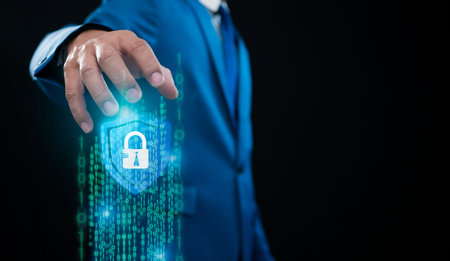 Data encryption concept. External hack protection. Code protection concept. Viruses, firmware, and...