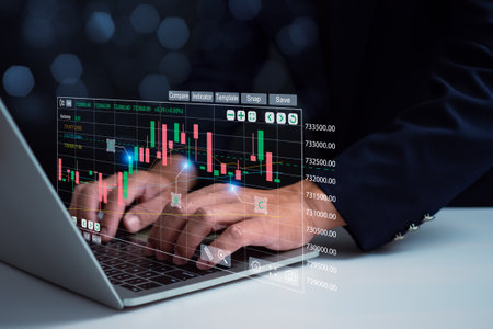 Businessman using computer for investment, investment and finance concept , stock market, profit and business growth.の写真素材