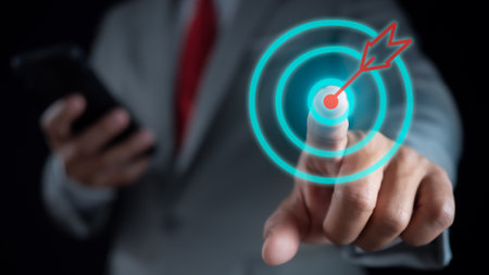 Businessman pointing to the target. Business concept. management concept business planning conceptの写真素材