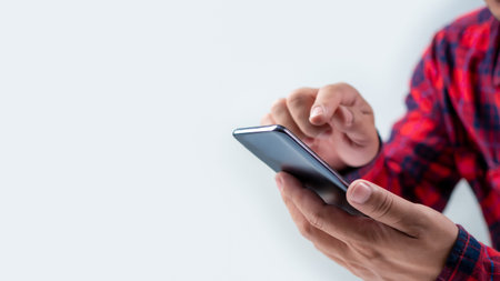 Human uses smartphone to check new mail. New email notification concept for business email...