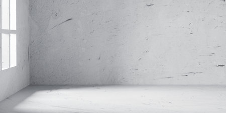 Minimalist concrete room with raw texture and soft side lighting creates an industrial style background. Perfect for architecture mockup, product presentations, branding scene, modern interior design.の写真素材