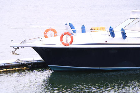 Motor boat on a trailer for transport