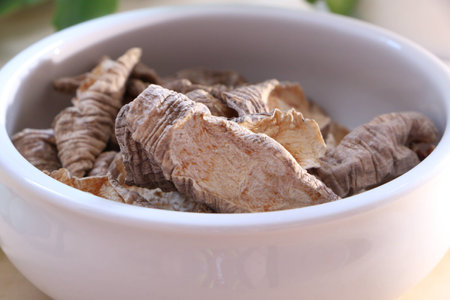 Dried codonopsis root isolated over white backgroundの写真素材