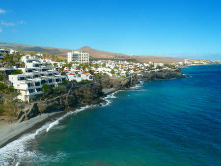 Panorama Image of the Beach in San Agustin / Gran Canaria. Wide sight on Coastline on a cloudless dayの写真素材