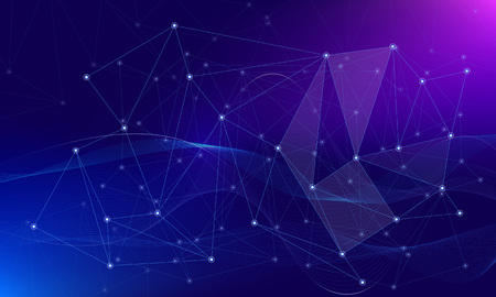 Abstract polygonal space low poly dark background with connecting dots and lines. Connection structure. Vector science background. Polygonalのイラスト素材