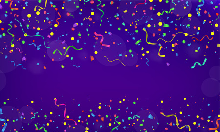 Celebration. Vector serpentine and confetti on colorful background. Vectorのイラスト素材