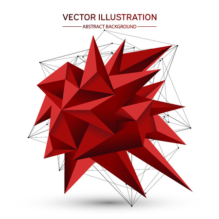 3D low polygonal geometric shape with connecting dots and lines. Lowpoly Minimal Style Art. Vectorのイラスト素材