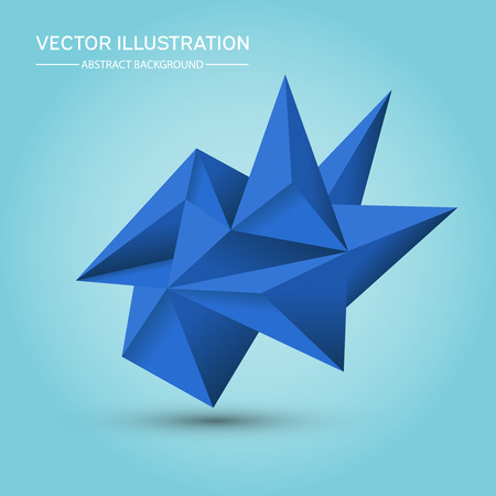 Volume geometric shape. Abstract Polygonal Geometric Shape. 3d blue crystals. Low polygons object. Vector Illustration.のイラスト素材