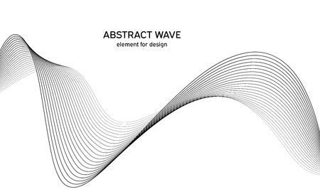 Abstract wave element for design. Digital frequency track equalizer. Stylized line art background. Vector. Wave with lines created using blend tool. Curved wavy line, smooth stripe.のイラスト素材
