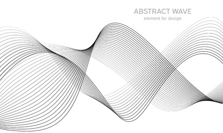 Abstract wave element for design. Digital frequency track equalizer. Stylized line art background. Vector. Wave with lines created using blend tool. Curved wavy line, smooth stripe.のイラスト素材
