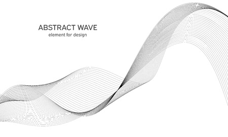 Abstract wave element for design. Digital frequency track equalizer. Stylized line art background. Vector. Wave with lines created using blend tool. Curved wavy line, smooth stripe.のイラスト素材