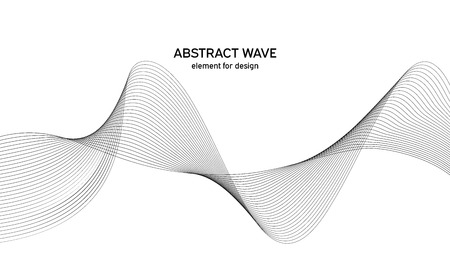 Abstract wave element for design. Digital frequency track equalizer. Stylized line art background. Vector. Wave with lines created using blend tool. Curved wavy line, smooth stripe.のイラスト素材