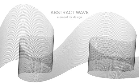 Abstract wave element for design. Digital frequency track equalizer. Stylized line art background. Vector. Wave with lines created using blend tool. Curved wavy line, smooth stripe.のイラスト素材