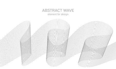 Abstract wave element for design. Digital frequency track equalizer. Stylized line art background. Vector. Wave with lines created using blend tool. Curved wavy line, smooth stripe.のイラスト素材