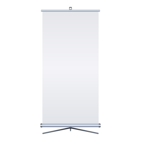 Blank roll-up banner isolated on white background. Design template blank for designers. Flipchart for training or promotional presentation. Vector illustration EPS 10のイラスト素材