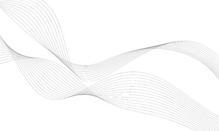 Abstract wave element for design. Digital frequency track equalizer. Stylized line art background. Vector illustration. Wave with lines created using blend tool. Curved wavy line, smooth stripeのイラスト素材