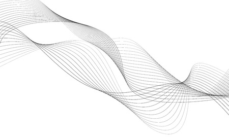 Abstract wave element for design. Digital frequency track equalizer. Stylized line art background. Vector illustration. Wave with lines created using blend tool. Curved wavy line, smooth stripeのイラスト素材