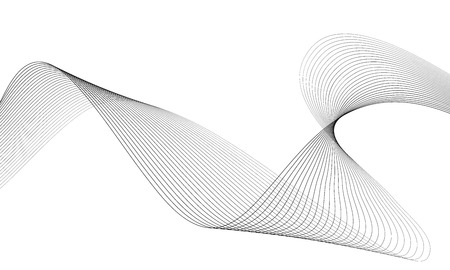 Abstract wave element for design. Digital frequency track equalizer. Stylized line art background. Vector illustration. Wave with lines created using blend tool. Curved wavy line, smooth stripeのイラスト素材