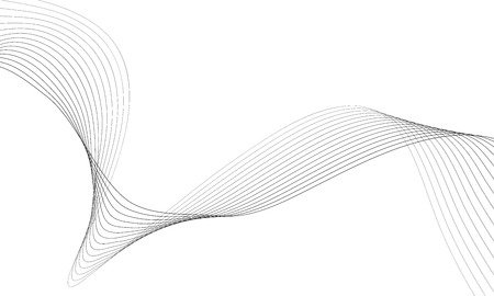 Abstract wave element for design. Digital frequency track equalizer. Stylized line art background. Vector illustration. Wave with lines created using blend tool. Curved wavy line, smooth stripeのイラスト素材