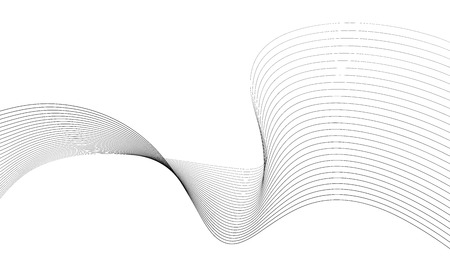 Abstract wave element for design. Digital frequency track equalizer. Stylized line art background. Vector illustration. Wave with lines created using blend tool. Curved wavy line, smooth stripeのイラスト素材
