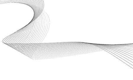 Abstract wave element for design. Digital frequency track equalizer. Stylized line art background. Vector illustration. Wave with lines created using blend tool. Curved wavy line, smooth stripeのイラスト素材
