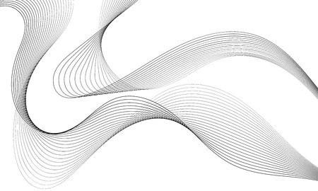 Abstract wave element for design. Digital frequency track equalizer. Stylized line art background. Vector illustration. Wave with lines created using blend tool. Curved wavy line, smooth stripeのイラスト素材