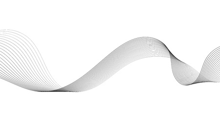 Abstract wave element for design. Digital frequency track equalizer. Stylized line art background. Vector illustration. Wave with lines created using blend tool. Curved wavy line, smooth stripeのイラスト素材