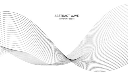 Abstract wave element for design. Digital frequency track equalizer. Stylized line art background. Vector illustration. Wave with lines created using blend tool. Curved wavy line, smooth stripeのイラスト素材