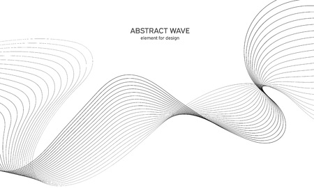 Abstract wave element for design. Digital frequency track equalizer. Stylized line art background. Vector illustration. Wave with lines created using blend tool. Curved wavy line, smooth stripeのイラスト素材