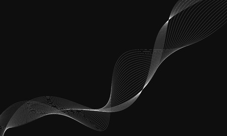 Abstract wave element for design. Digital frequency track equalizer. Stylized line art background. Colorful shiny wave with lines created using blend tool. Curved wavy line, smooth stripeのイラスト素材