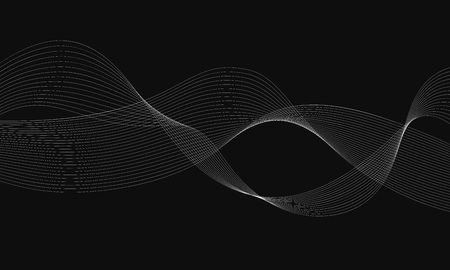 Abstract wave element for design. Digital frequency track equalizer. Stylized line art background. Colorful shiny wave with lines created using blend tool. Curved wavy line, smooth stripeのイラスト素材