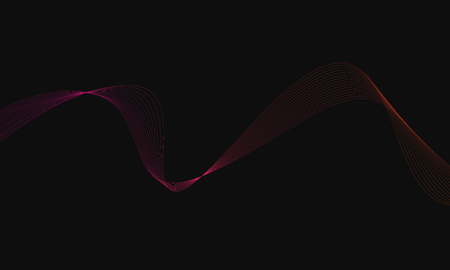 Abstract wave element for design. Digital frequency track equalizer. Stylized line art background. Colorful shiny wave with lines created using blend tool. Curved wavy line, smooth stripeのイラスト素材