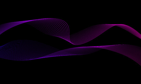 Abstract wave element for design. Digital frequency track equalizer. Stylized line art background. Colorful shiny wave with lines created using blend tool. Curved wavy line, smooth stripeのイラスト素材