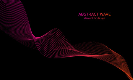 Abstract wave element for design. Digital frequency track equalizer. Stylized line art background. Colorful shiny wave with lines created using blend tool. Curved wavy line, smooth stripeのイラスト素材