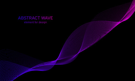 Abstract wave element for design. Digital frequency track equalizer. Stylized line art background. Colorful shiny wave with lines created using blend tool. Curved wavy line, smooth stripeのイラスト素材
