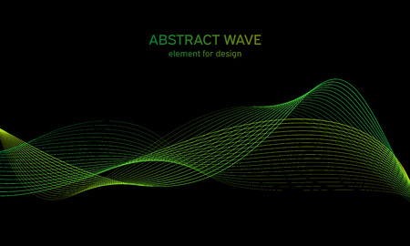 Abstract wave element for design. Digital frequency track equalizer. Stylized line art background. Colorful shiny wave with lines created using blend tool. Curved wavy line, smooth stripeのイラスト素材
