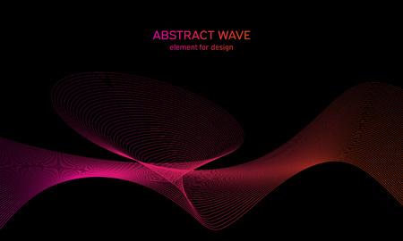Abstract wave element for design. Digital frequency track equalizer. Stylized line art background. Colorful shiny wave with lines created using blend tool. Curved wavy line, smooth stripeのイラスト素材