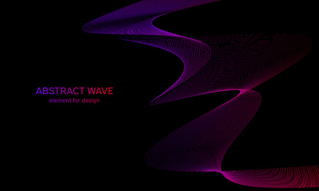 Abstract wave element for design. Digital frequency track equalizer. Stylized line art background. Colorful shiny wave with lines created using blend tool. Curved wavy line, smooth stripeのイラスト素材