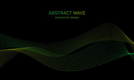 Abstract wave element for design. Digital frequency track equalizer. Stylized line art background. Colorful shiny wave with lines created using blend tool. Curved wavy line, smooth stripeのイラスト素材