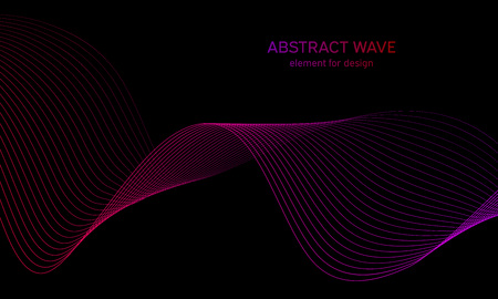 Abstract wave element for design. Digital frequency track equalizer. Stylized line art background. Colorful shiny wave with lines created using blend tool. Curved wavy line, smooth stripeのイラスト素材