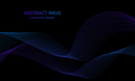 Abstract wave element for design. Digital frequency track equalizer. Stylized line art background. Colorful shiny wave with lines created using blend tool. Curved wavy line, smooth stripeのイラスト素材