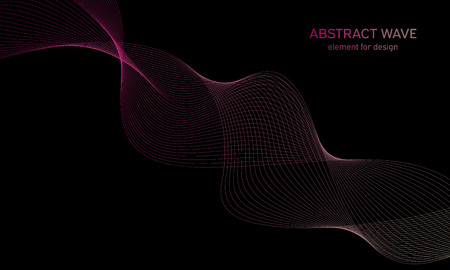 Abstract wave element for design. Digital frequency track equalizer. Stylized line art background. Colorful shiny wave with lines created using blend tool. Curved wavy line, smooth stripeのイラスト素材