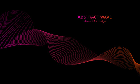 Abstract wave element for design. Digital frequency track equalizer. Stylized line art background. Colorful shiny wave with lines created using blend tool. Curved wavy line, smooth stripeのイラスト素材