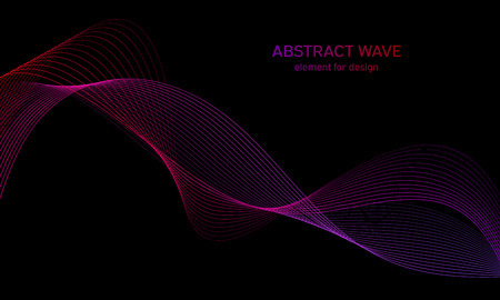 Abstract wave element for design. Digital frequency track equalizer. Stylized line art background. Colorful shiny wave with lines created using blend tool. Curved wavy line, smooth stripeのイラスト素材