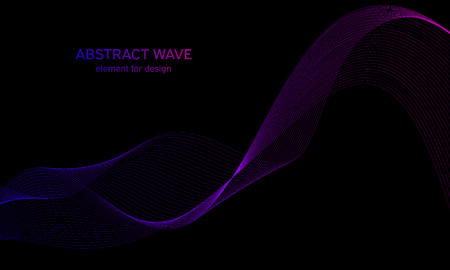 Abstract wave element for design. Digital frequency track equalizer. Stylized line art background. Colorful shiny wave with lines created using blend tool. Curved wavy line, smooth stripeのイラスト素材