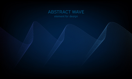 Abstract wave element for design. Digital frequency track equalizer. Stylized line art background. Colorful shiny wave with lines created using blend tool. Curved wavy line, smooth stripeのイラスト素材