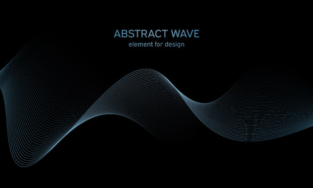 Abstract wave element for design. Digital frequency track equalizer. Stylized line art background. Colorful shiny wave with lines created using blend tool. Curved wavy line, smooth stripeのイラスト素材
