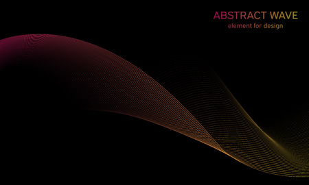 Abstract wave element for design. Digital frequency track equalizer. Stylized line art background. Colorful shiny wave with lines created using blend tool. Curved wavy line, smooth stripeのイラスト素材