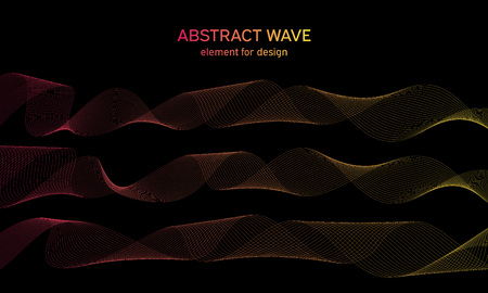 Abstract wave element for design. Digital frequency track equalizer. Stylized line art background. Colorful shiny wave with lines created using blend tool. Curved wavy line, smooth stripeのイラスト素材